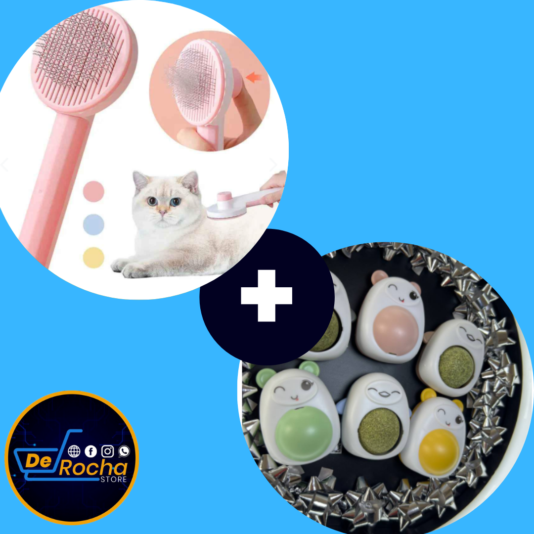 combo catnip x2+cepillo quita pelo